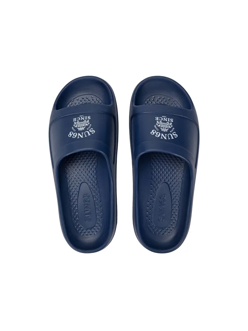Sun68 Ciabatte Uomo Slippers Monoblock Print Class Navy Blue/Bianco - X36113-070