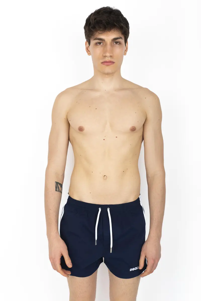 Swim boxer midi boxeur side stripe navy