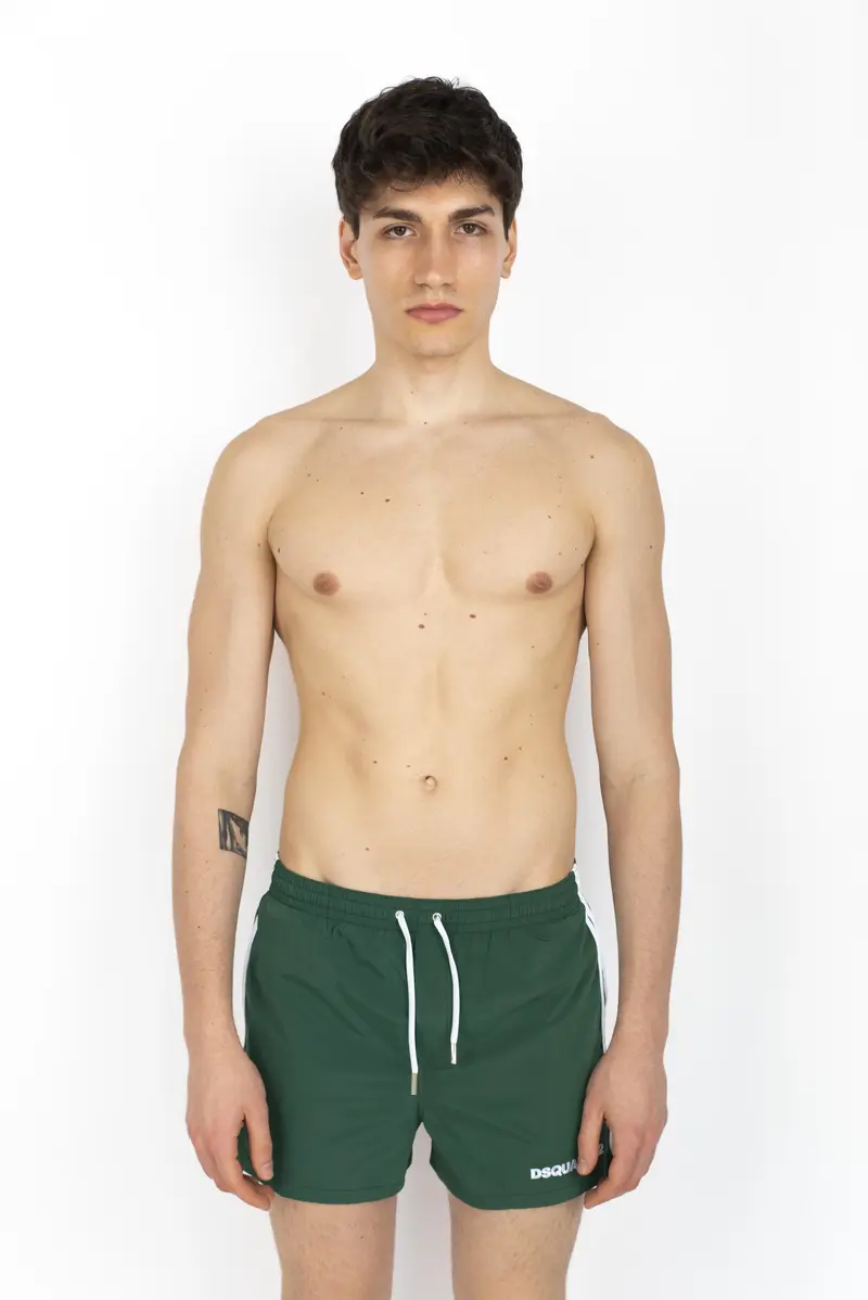Swim boxer midi boxeur side stripe verde