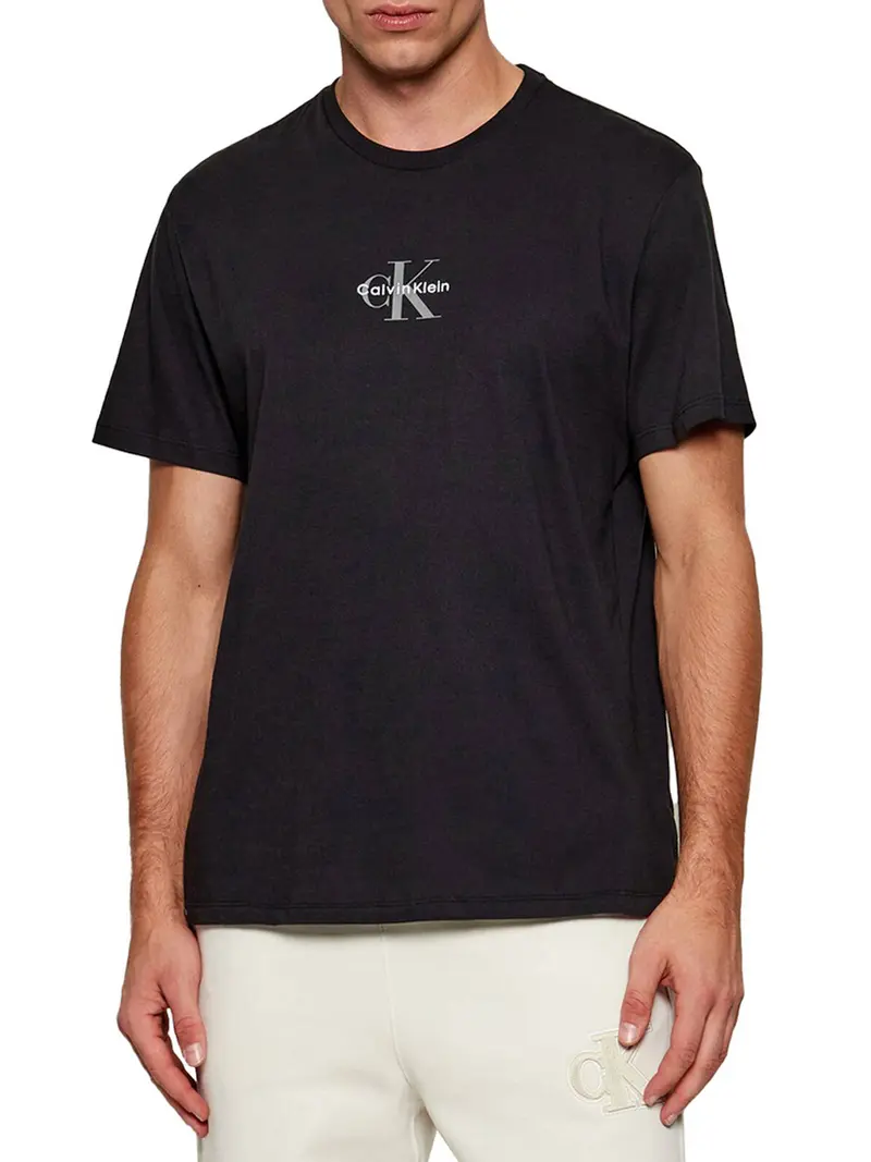T-Shirt 30S Micro Monolog Calvin Klein - Nero