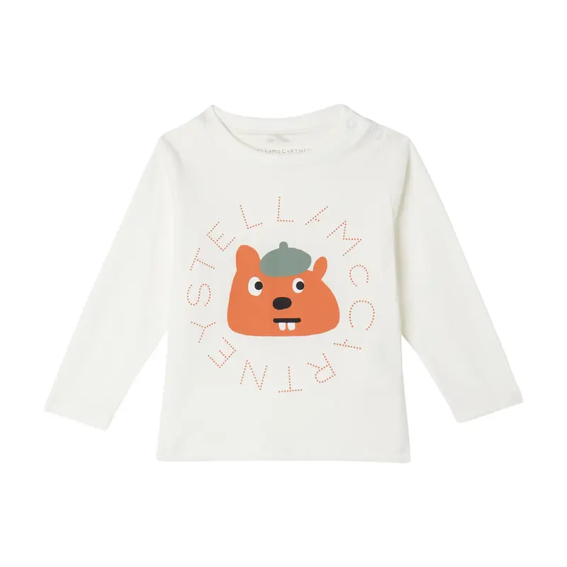 T-shirt a Maniche Lunghe con Grafica Scoiattolo