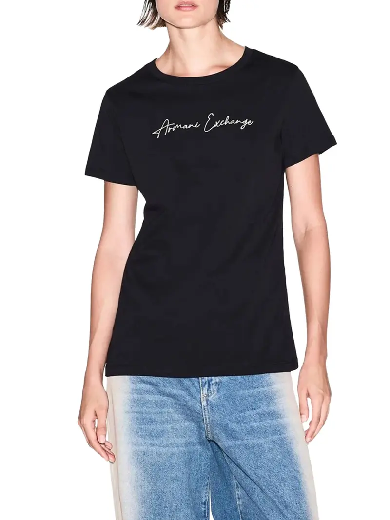 T-Shirt Armani Exchange In Jersey - Nero/Oro