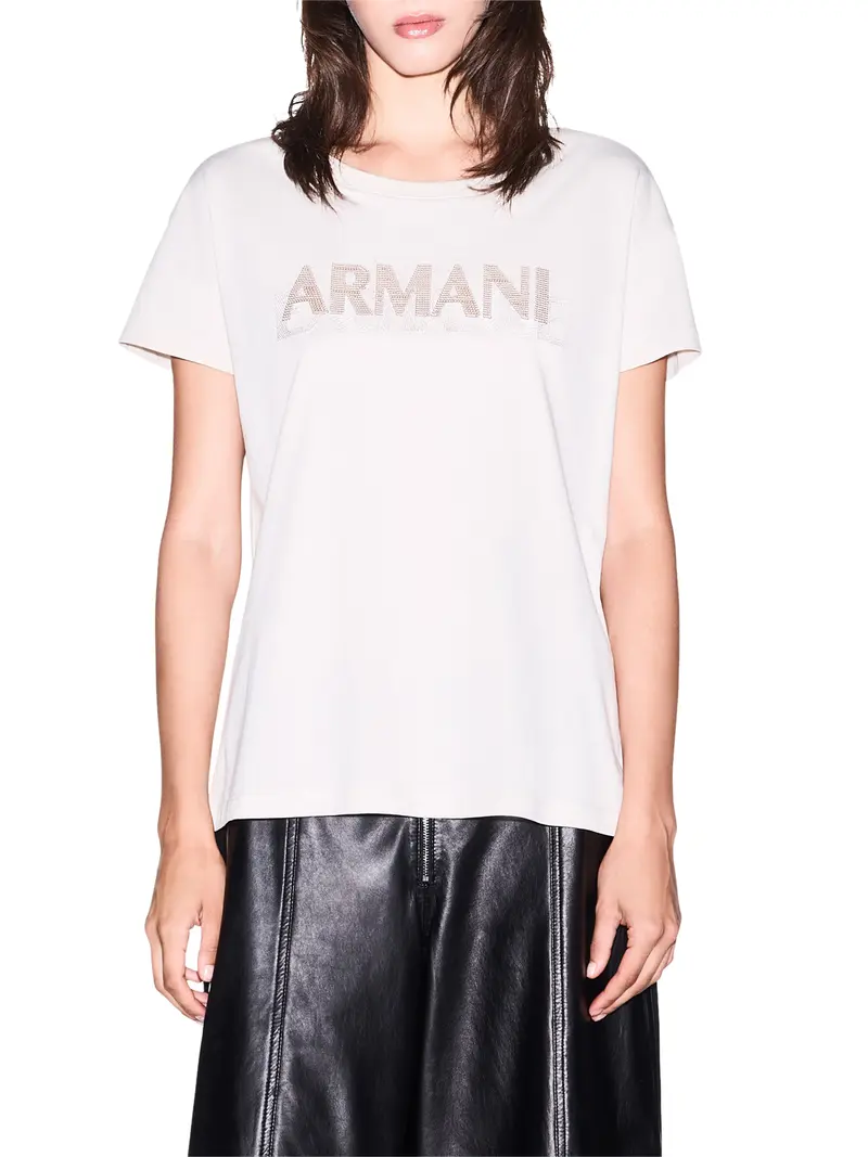 T-shirt Armani Exchange over in jersey di cotone Beige