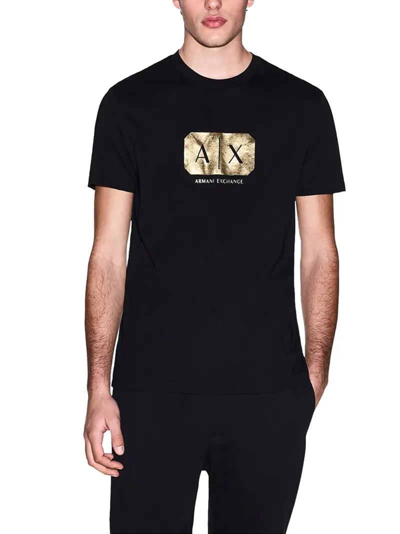 T-Shirt Armani Exchange Regular Fit - Nero/Oro