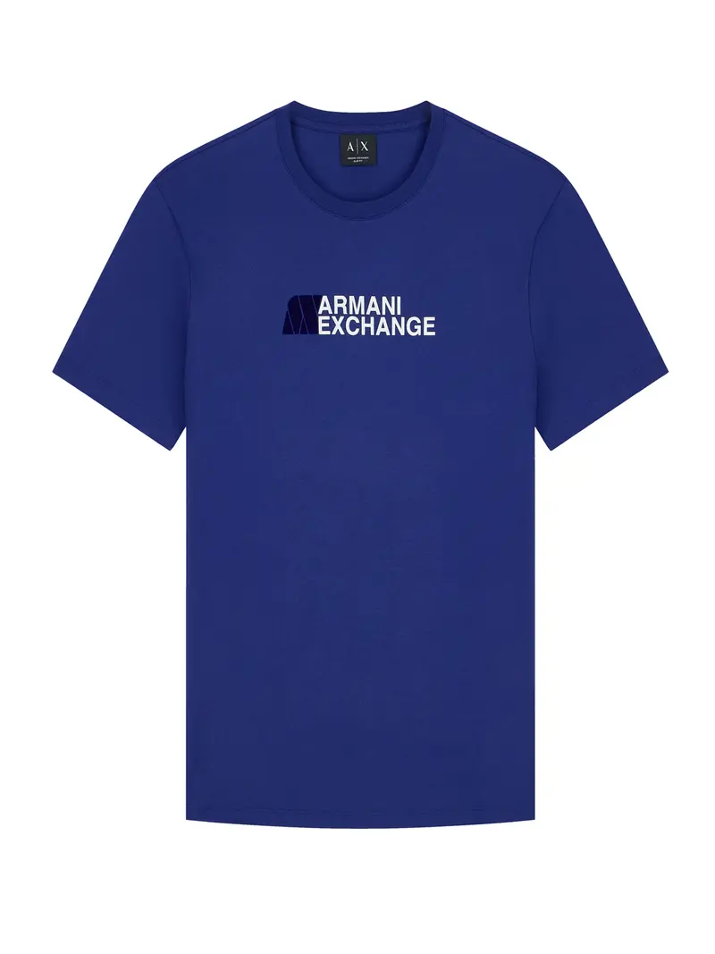 T-shirt Armani Exchange Slim Fit In Jersey Di Cotone Con Stampa Logo - Blu