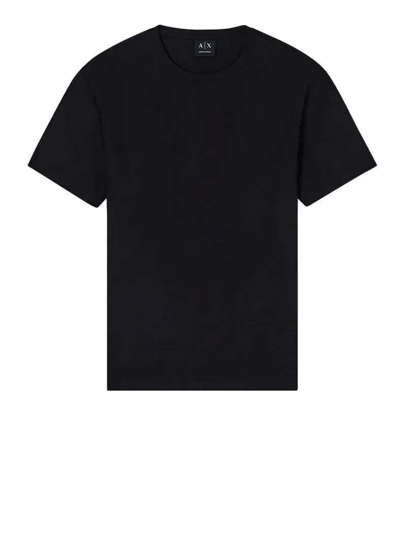 T-shirt Armani Exchange Slim Fit Jacquard in Cotone Mercerizzato Nero
