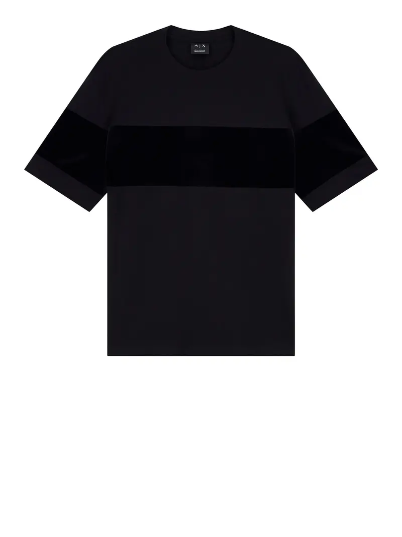 T-Shirt Armani Exchange Up For Party In Jersey Con Banda Orizzontale - Nero