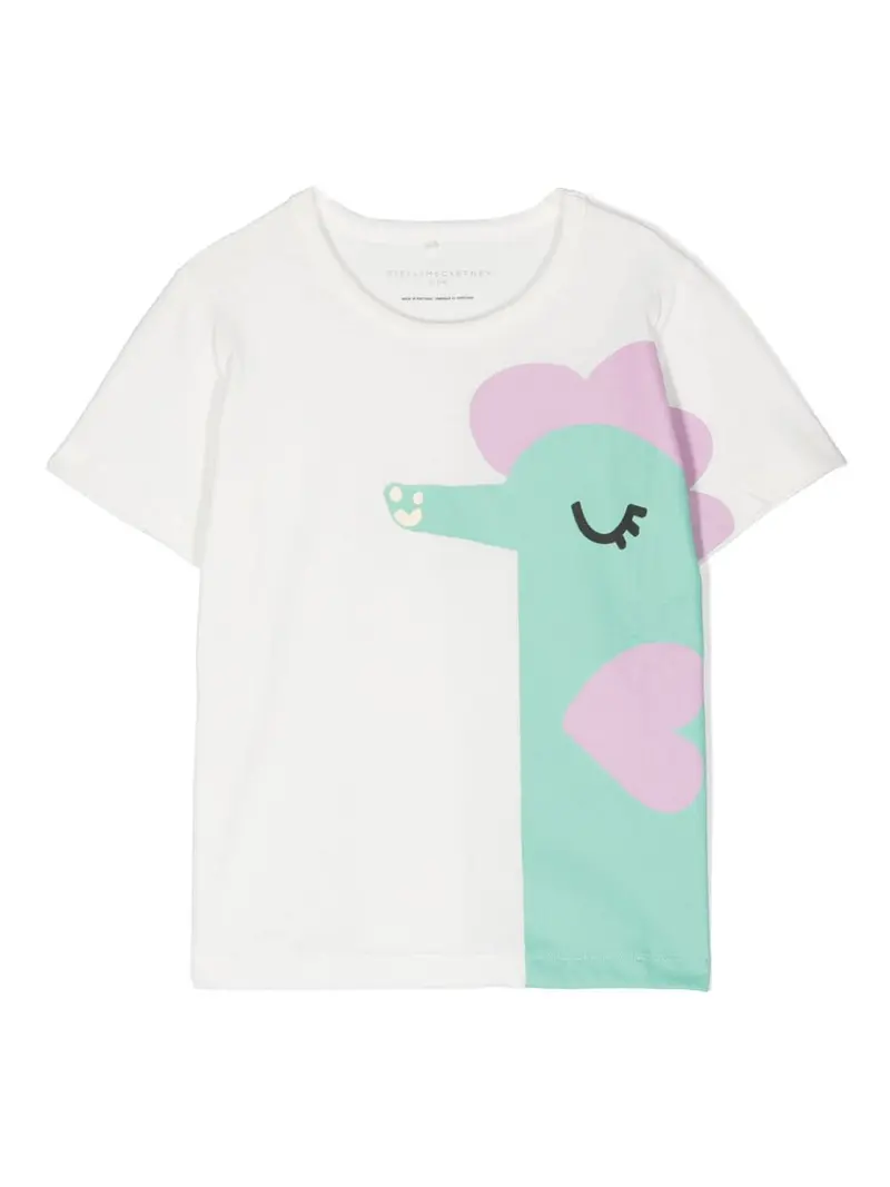 T-shirt bianca per bambina con stampa