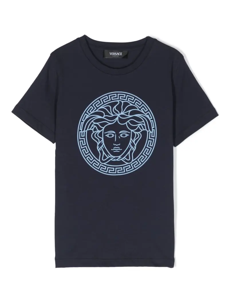 T-shirt blu per bambino con stampa