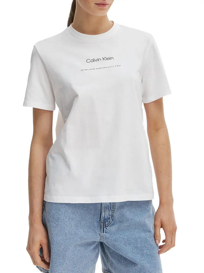 T-Shirt Calvin Klein Logo Frontale Bianco