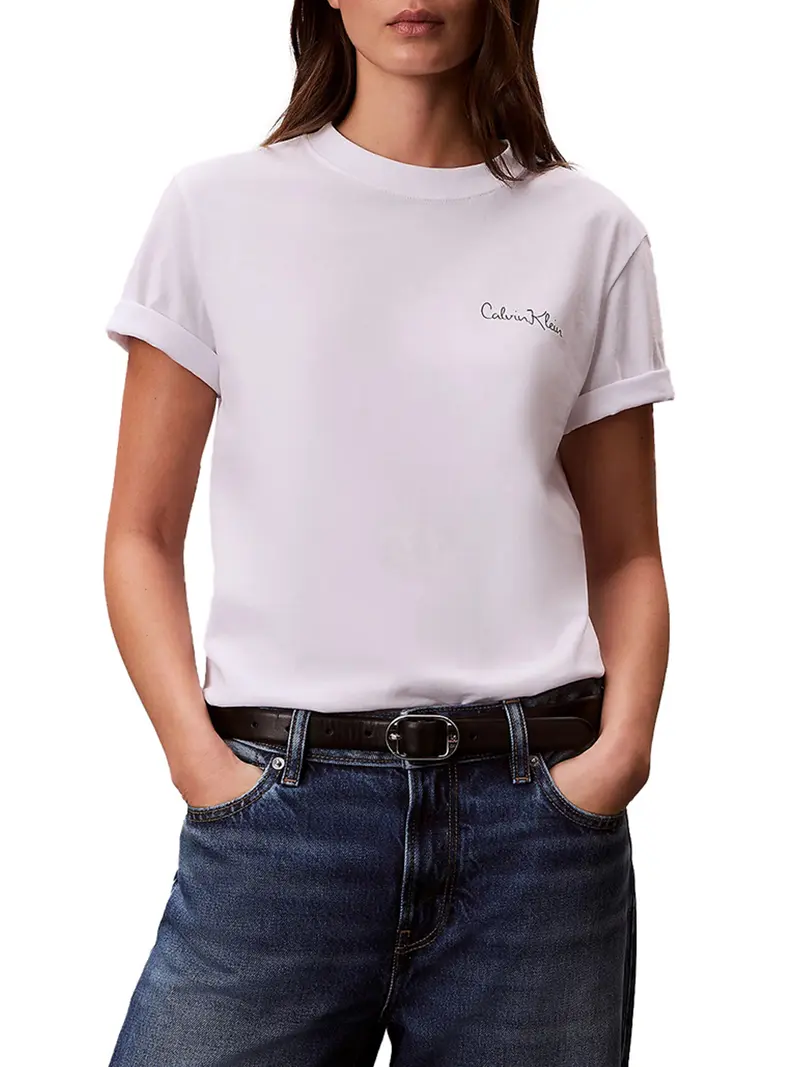 T-Shirt Classica Calvin Klein Con Logo Grafico - Bianco