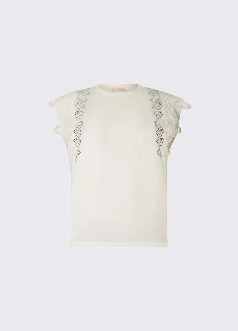 T-shirt con dettagli macramè