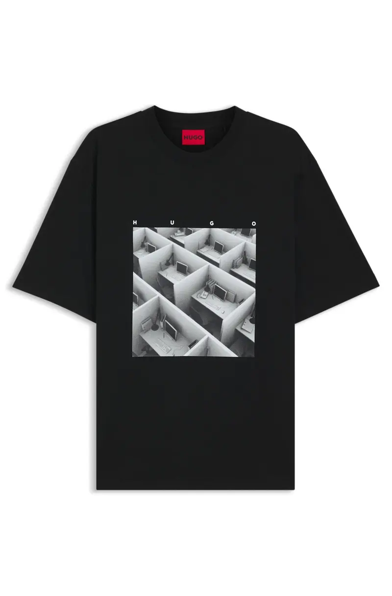 T-shirt con stampa artistica in jersey di cotone