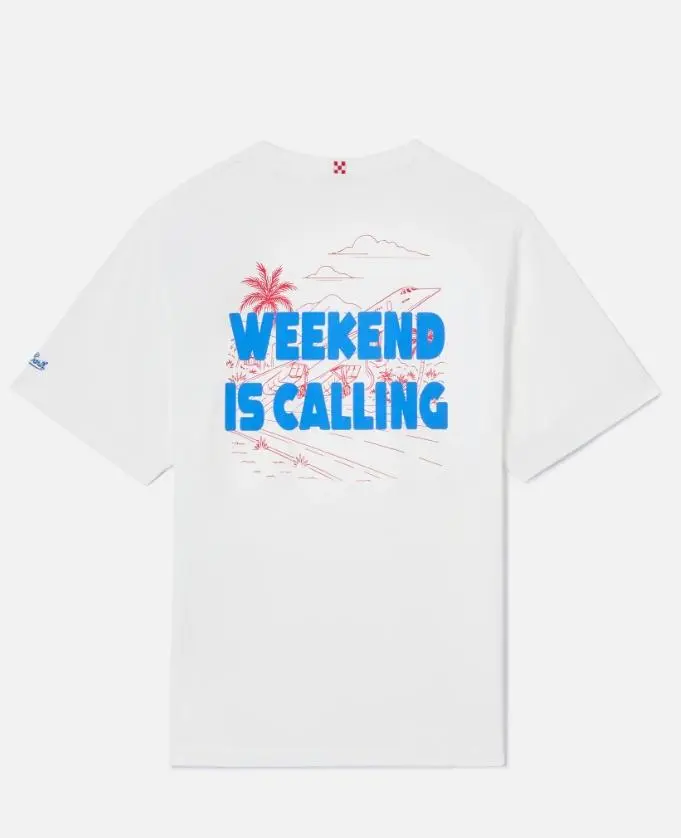 T-shirt Delmar con stampa Weekend Is Calling e maxi grafica sul retro