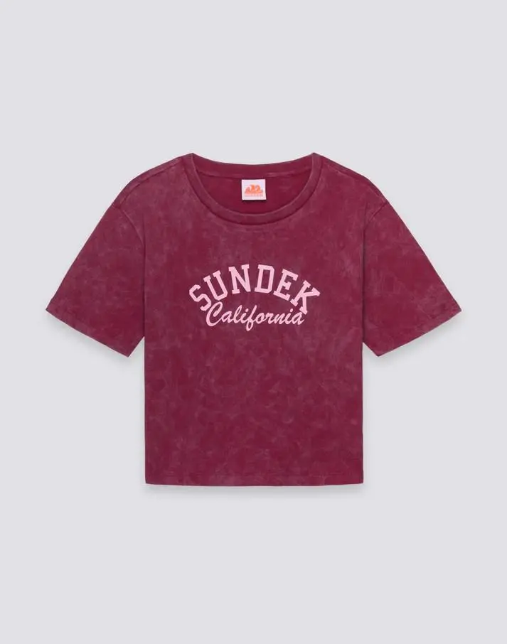 T-shirt donna cropped vintage wash
