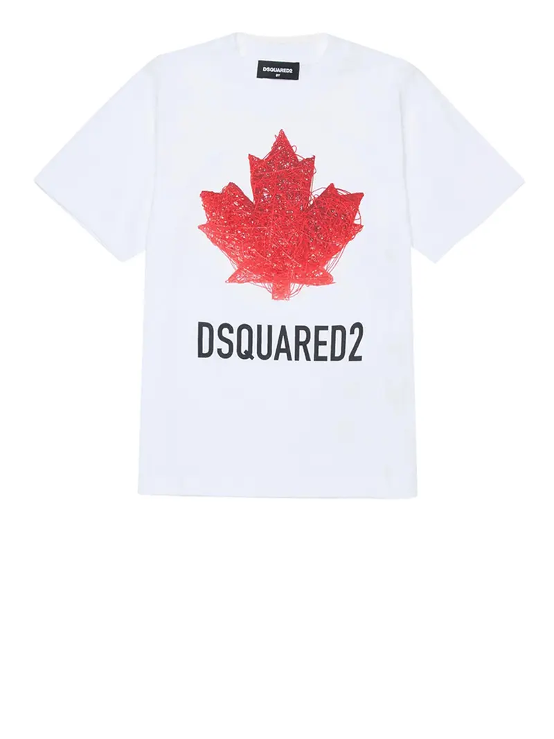 T-Shirt Dsquared2 Maple Leaf - Bianco