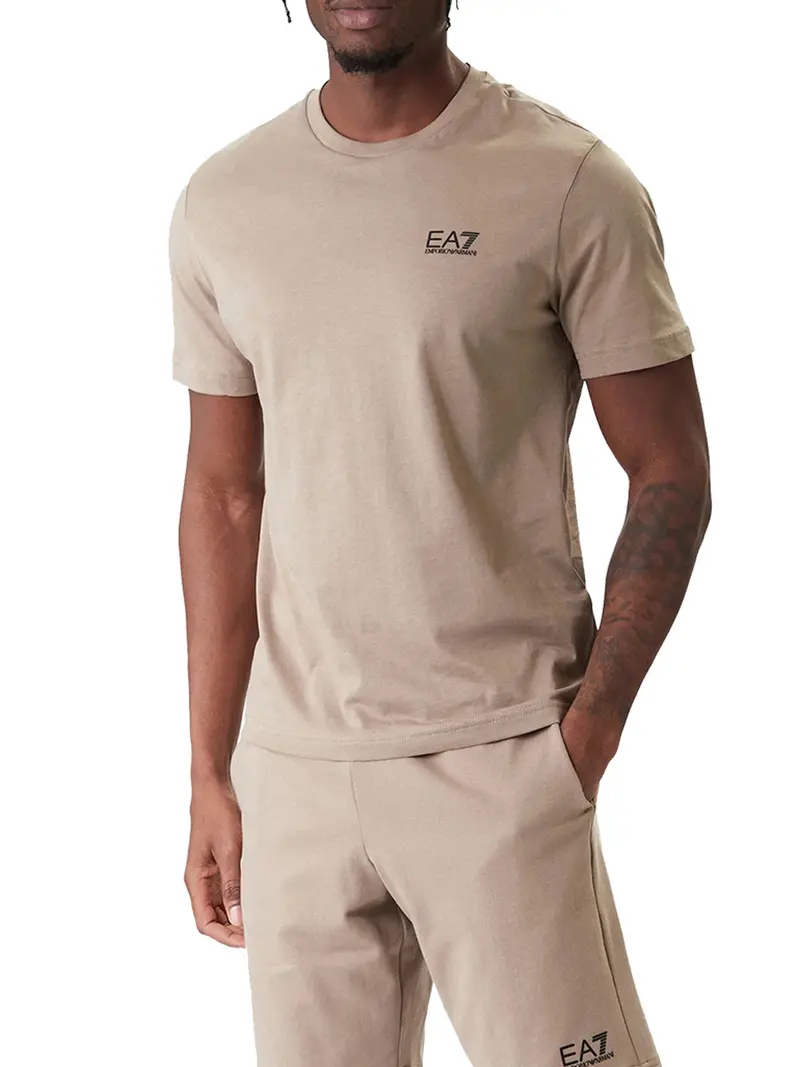 T-Shirt Ea7 Core Identity In Cotone Pima - Beige