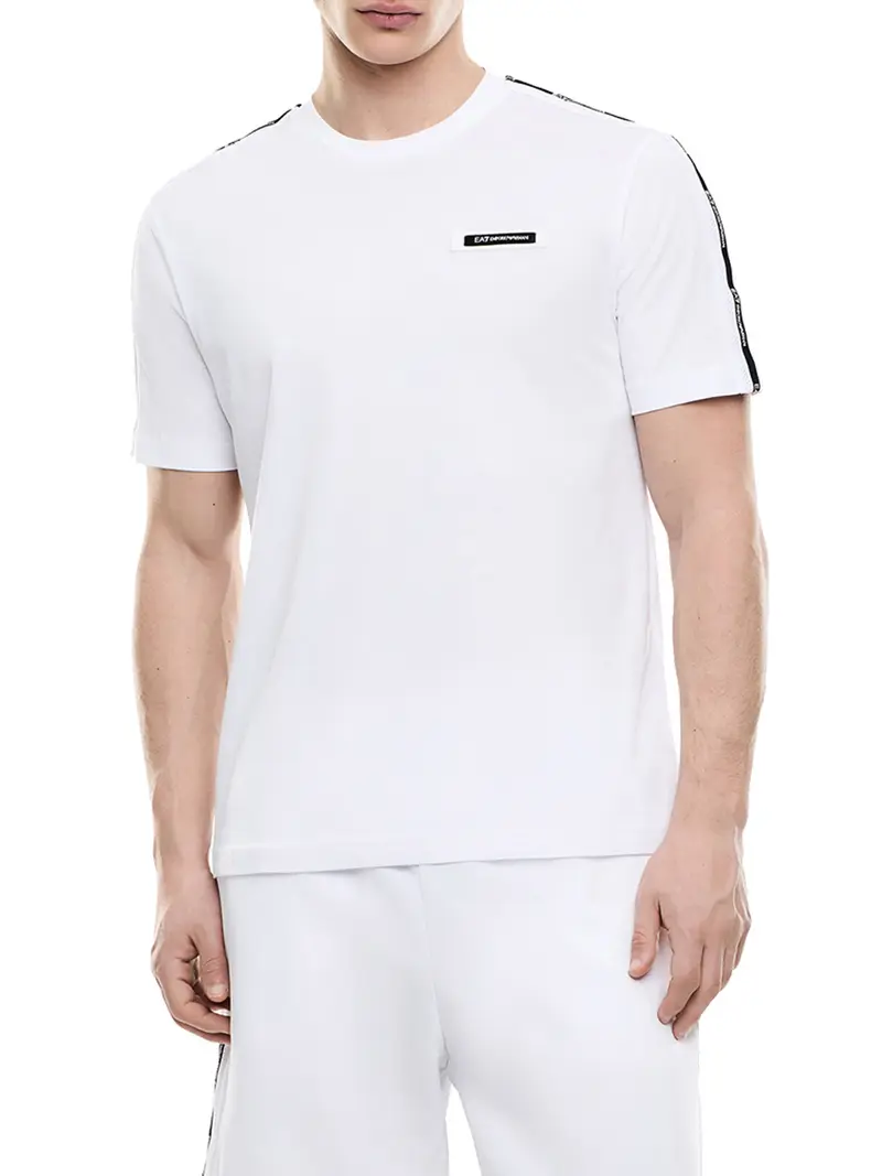 T-Shirt Ea7 Gircollo Logo Series In Cotone - Bianco
