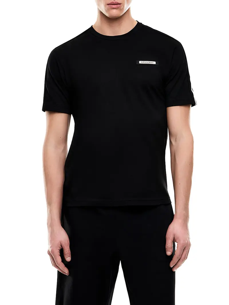 T-Shirt Ea7 Girocollo Logo Series In Cotone - Nero