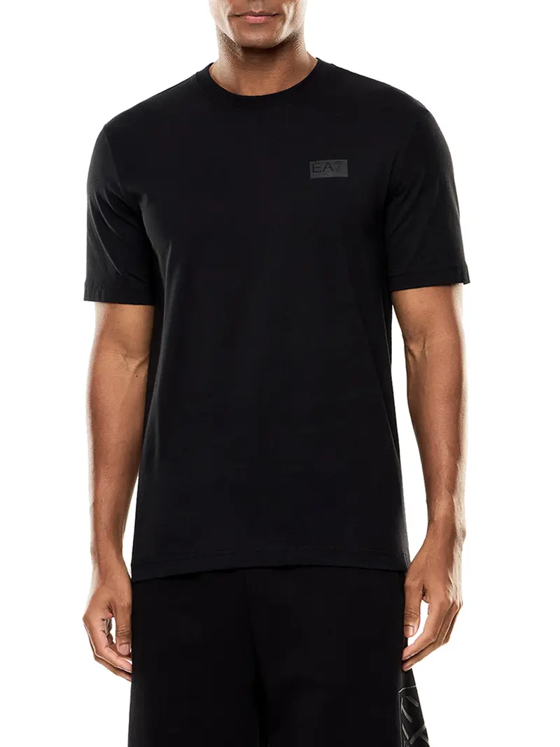 T-Shirt Ea7 Logo Series In Jersey - Nero