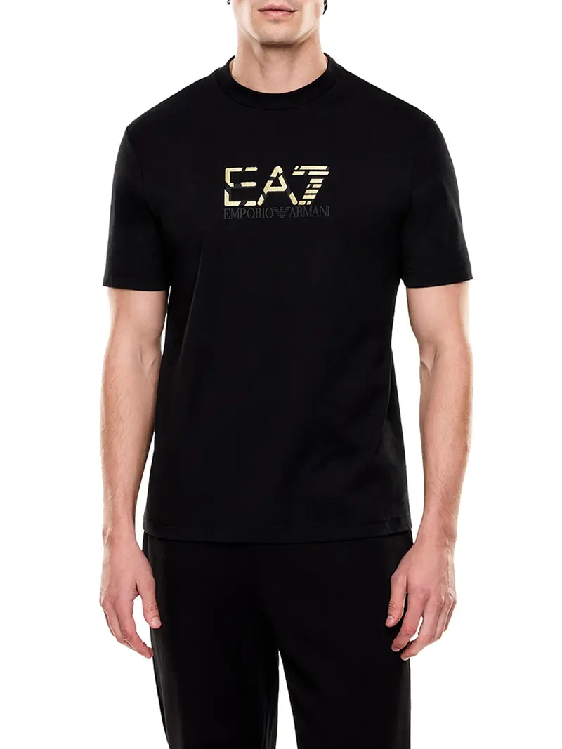 T-Shirt Ea7 Premium Label - Nero/Oro