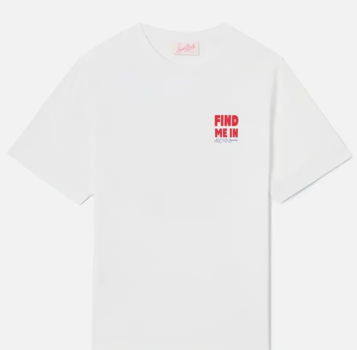 T-shirt Emilie bianca con stampa Find Me in Vacation