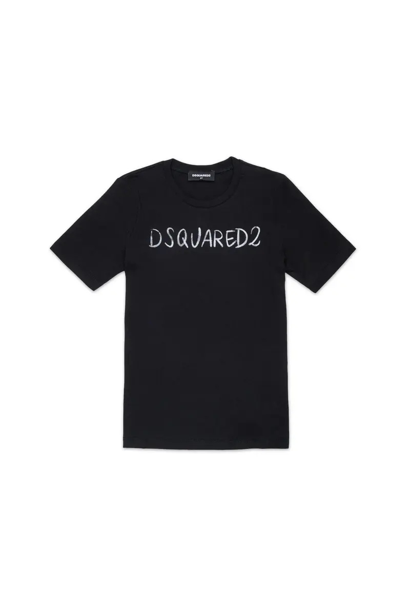 T-shirt girocollo con logo nera DQ3158-DSQUARED KID