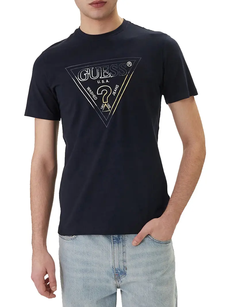 T-Shirt Guess Triangle - Blu