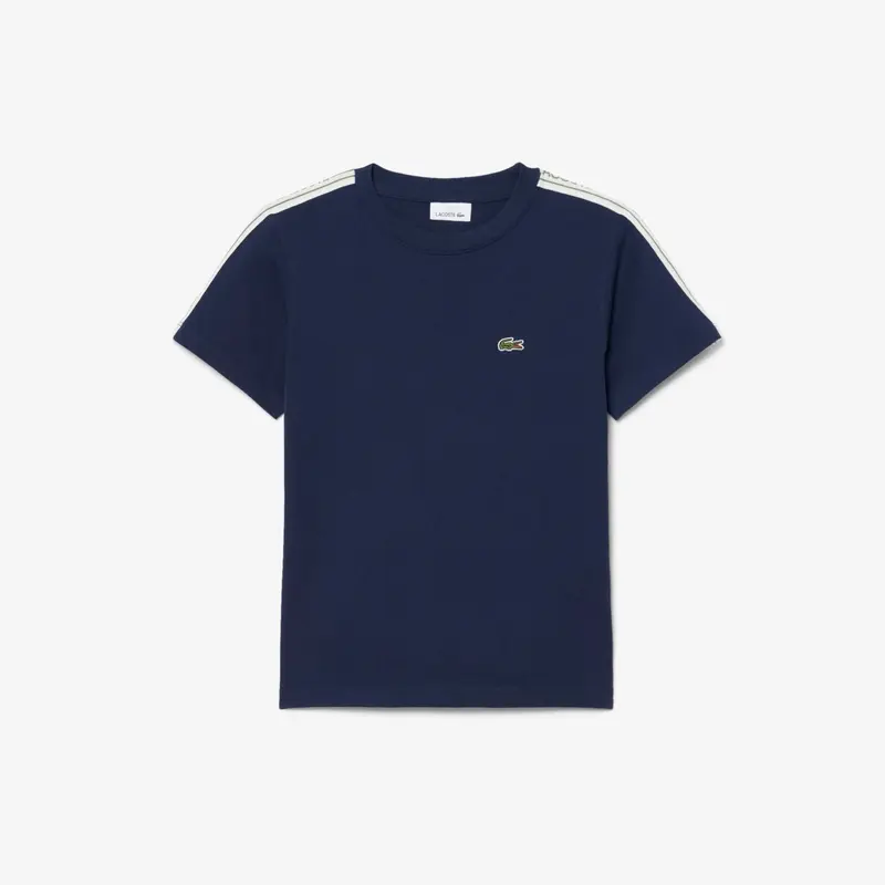 T-shirt in cotone con striscia con logo
