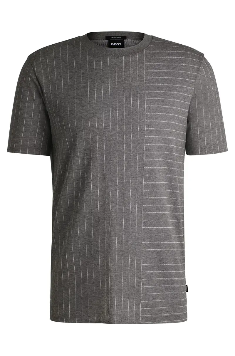 T-shirt in cotone mercerizzato con righe miste