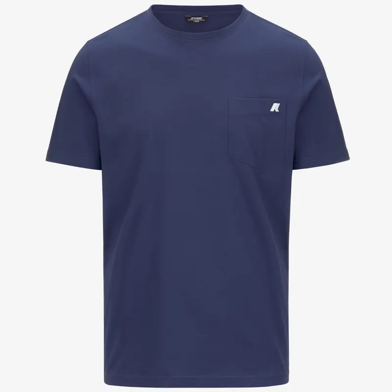T-Shirt in Cotone Slim Fit Uomo blu cobalto con Taschino