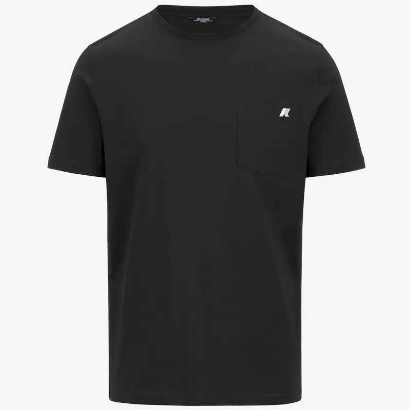 T-Shirt in Cotone Slim Fit Uomo nero con Taschino
