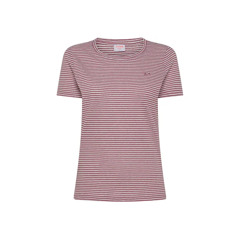 T-shirt in lino e cotone a righe