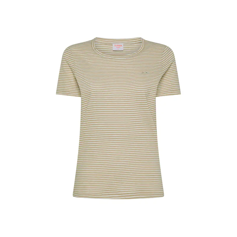 T-shirt in lino e cotone a righe