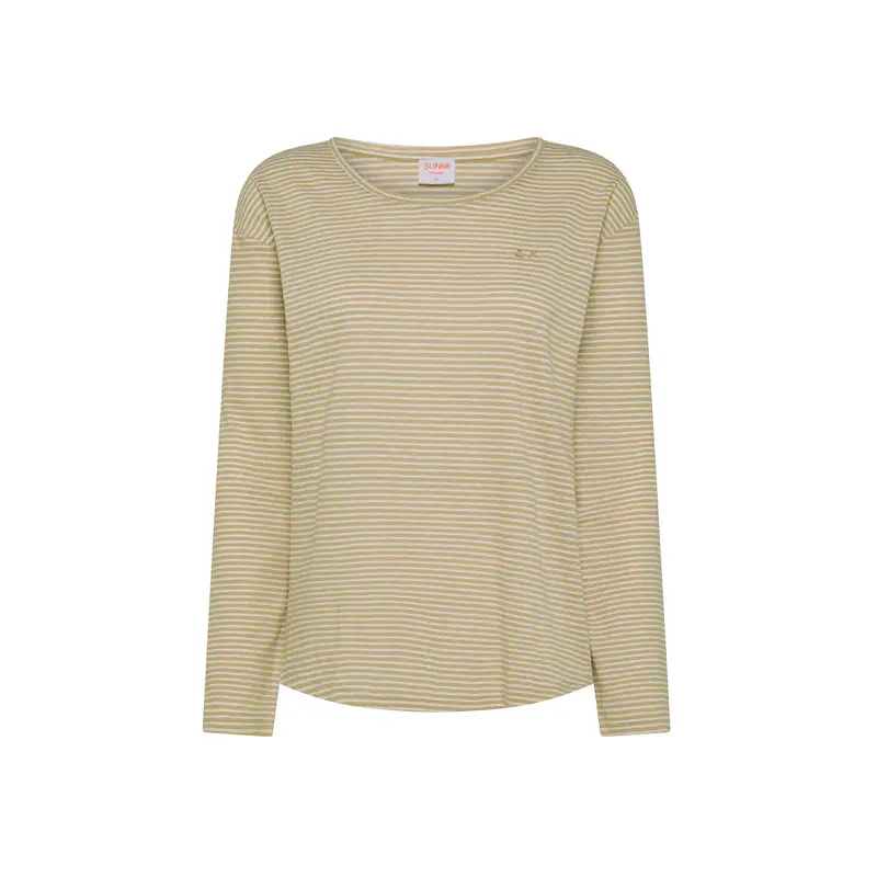 T-shirt in lino e cotone a righe