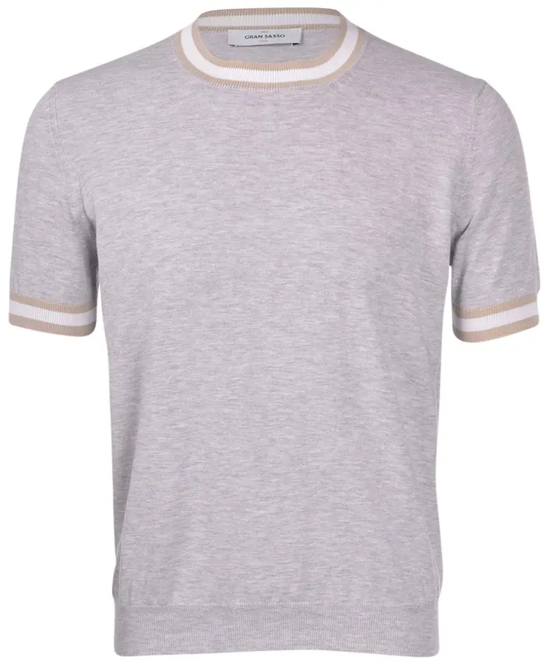 T-shirt in maglia con dettagli grigio beige bianco