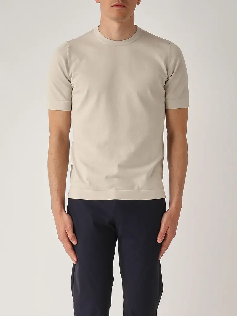 T-shirt in maglia vintage cotone organico beige