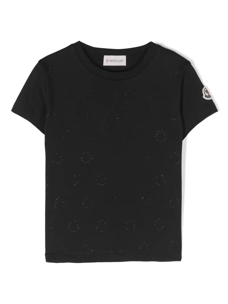 T-shirt nera per bambina con logo
