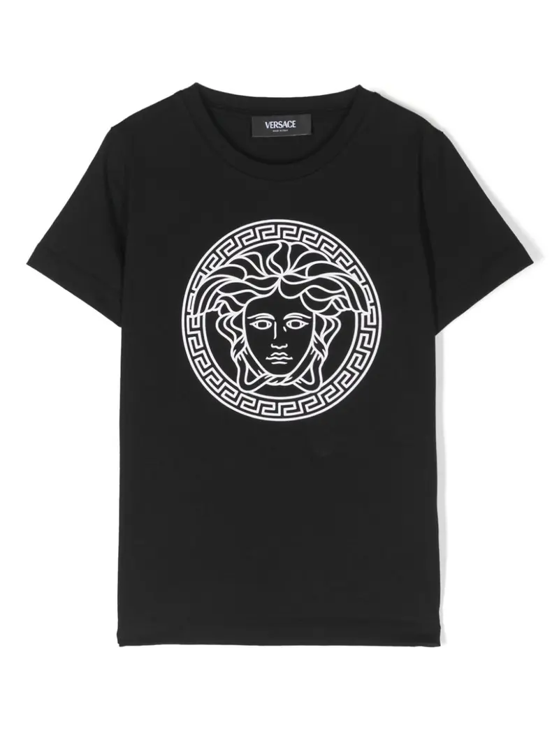 T-shirt nera per bambino con logo
