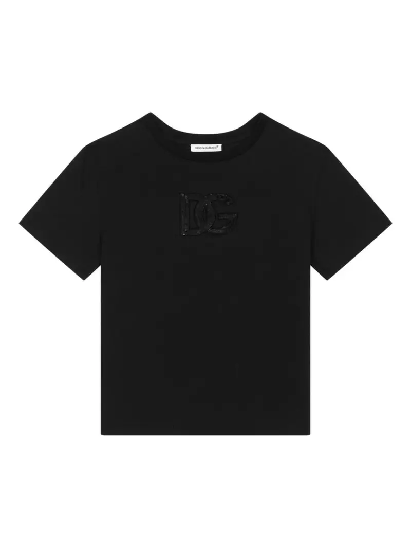 T-shirt nera per bambino con logo