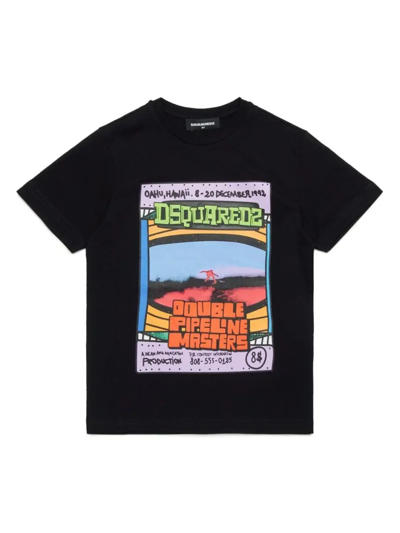 T-shirt nera per bambino con stampa