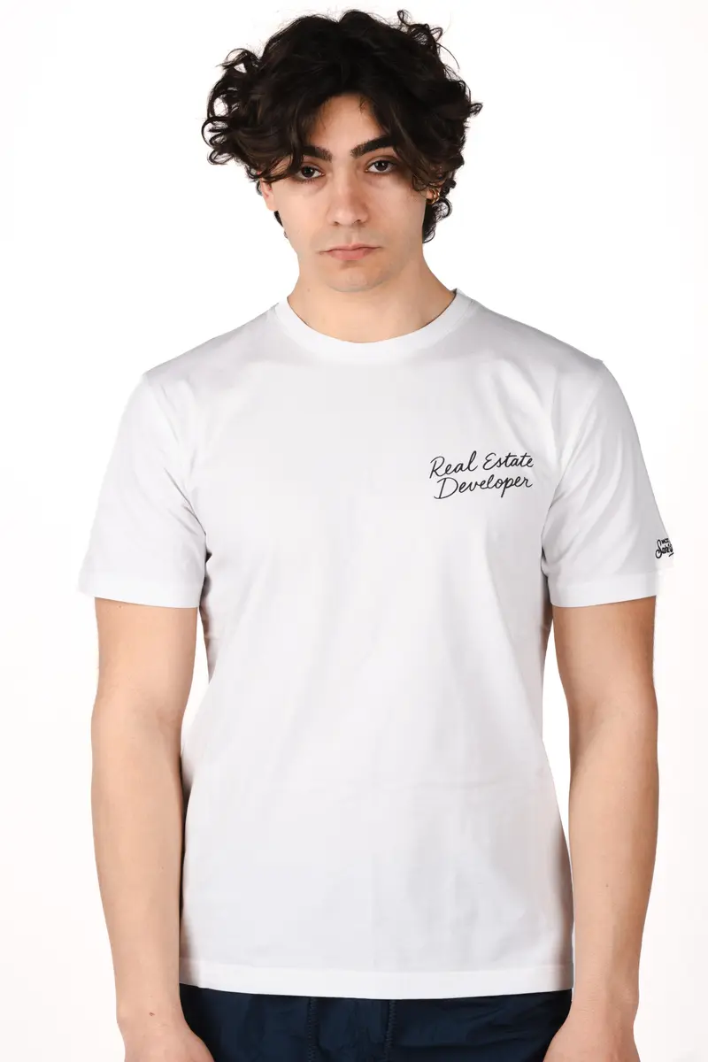 T-shirt Portland bianca con illustrazione