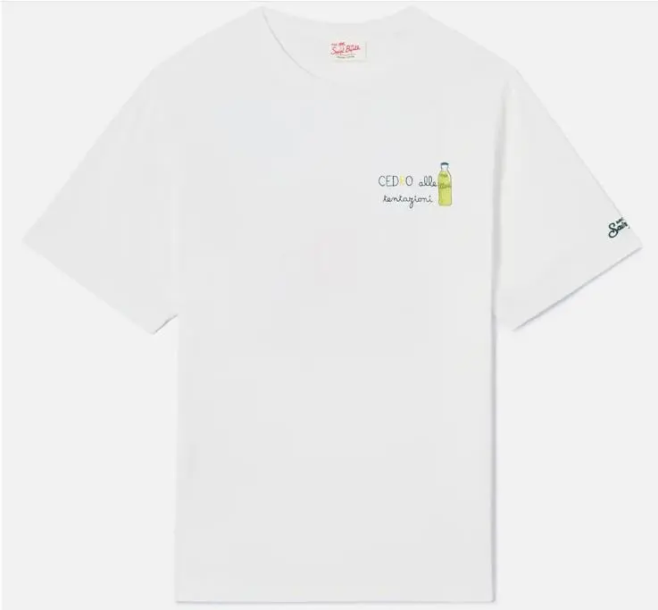 T-shirt Portofino bianca con ricamo Cedro Alle Tentazioni
