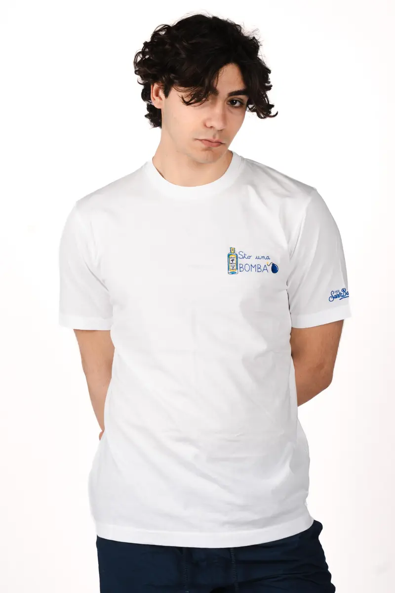 T-shirt Portofino con ricamo "Sto una bomba"