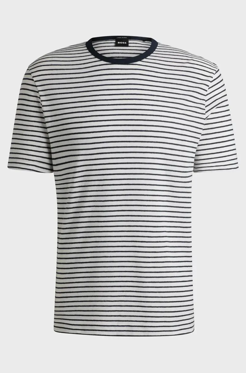 T-shirt regular fit in cotone e lino