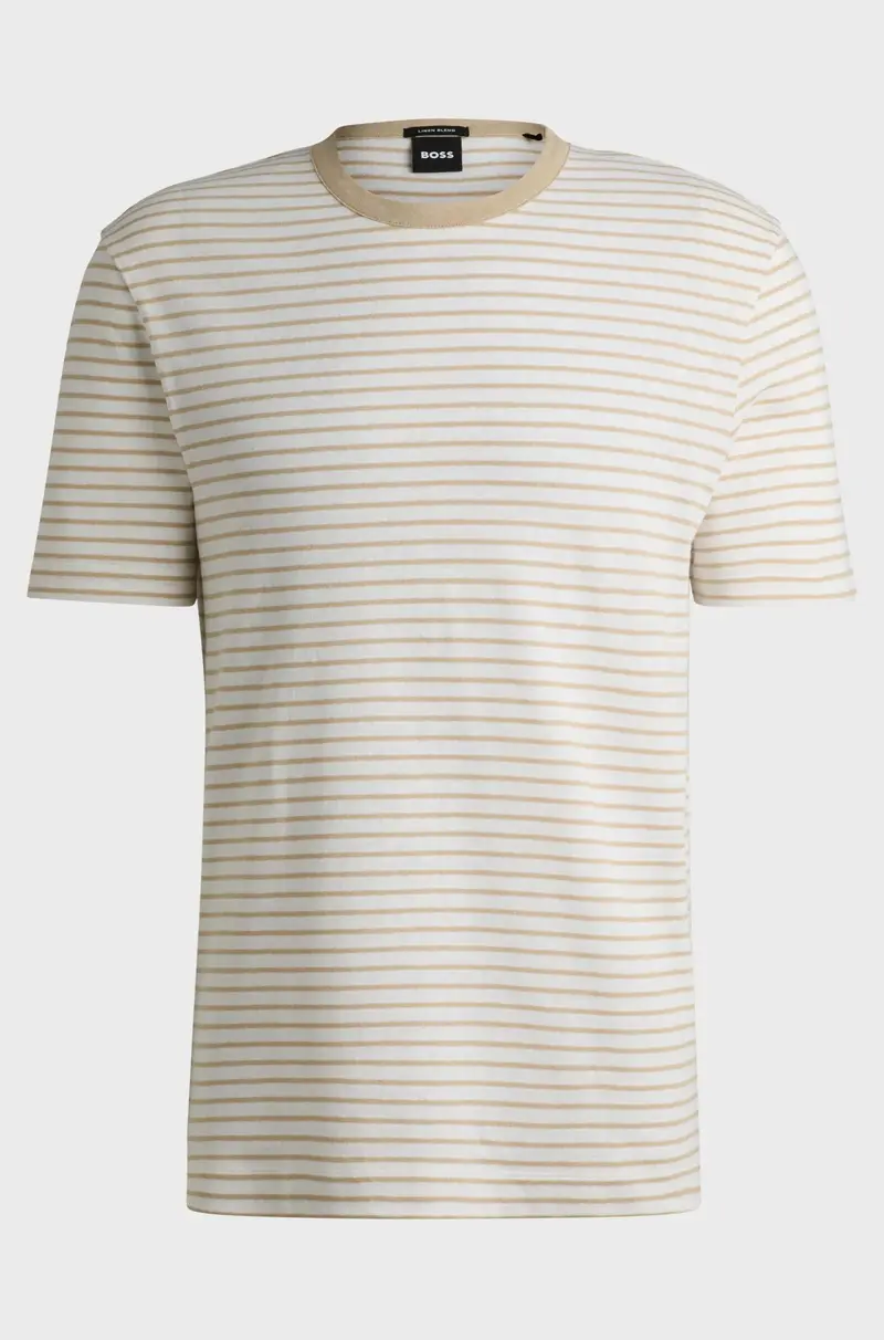 T-shirt regular fit in cotone e lino