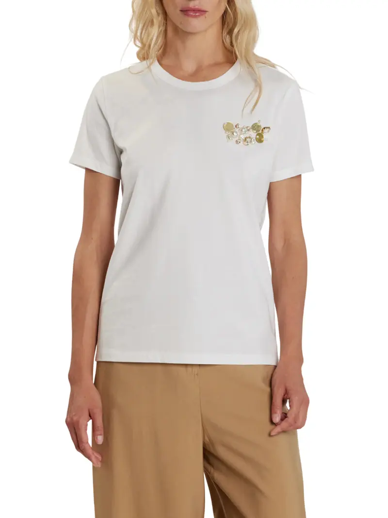 T-Shirt Relish Anik Con Applicazioni - Bianco