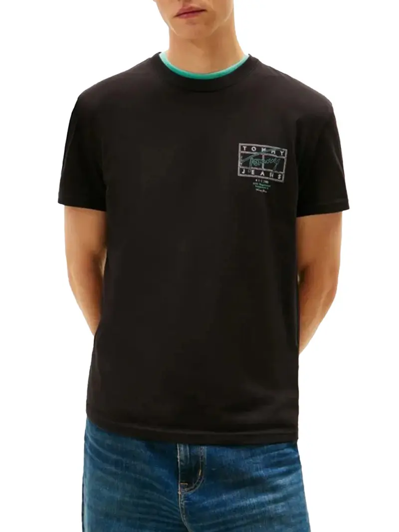 T-Shirt Tommy Hilfiger Signature Spray - Nero/Verde