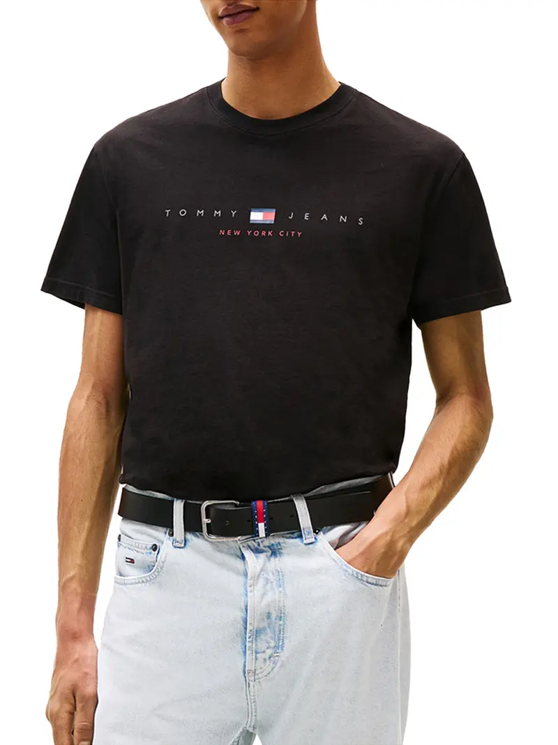 T-Shirt Tommy Hilfigier Tjm Reg Flag Linear - Nero