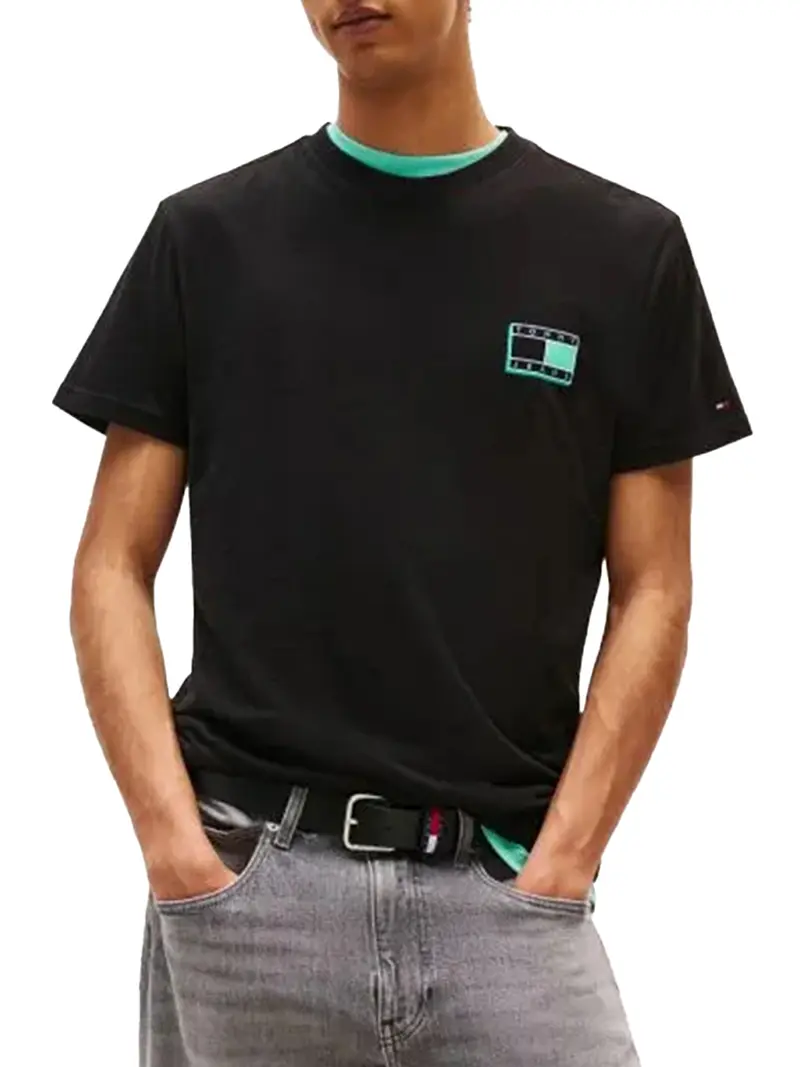 T-Shirt Tommy Hilfigier Tjm Slim Pop Color F - Nero